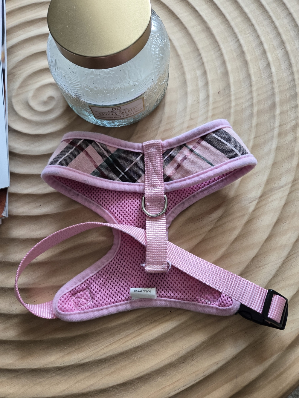 PUPTECK Pink Plaid Soft Mesh Dog Harness & Leash Set - Size M - Picture 7 of 12